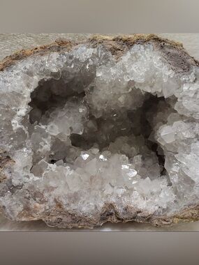Natural White Crystal Geode Sculpture - Home Art Accent